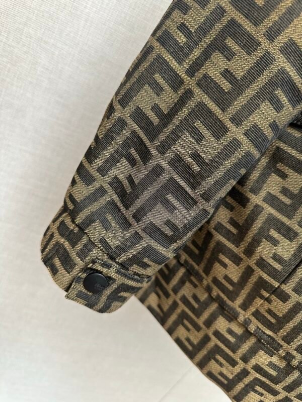 FND All-Over Pattern Zip-Up Jacket - Dark Brown