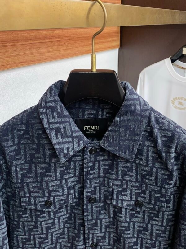 FND All-Over Pattern Button-Front Jacket - Navy Blue