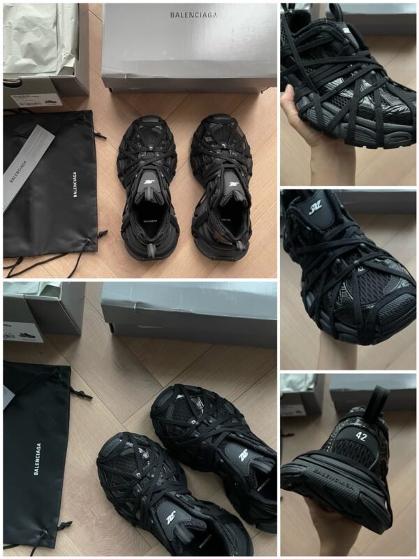 BLNCG  All-Black Low-Top Trainers with Wrapped Lace Design