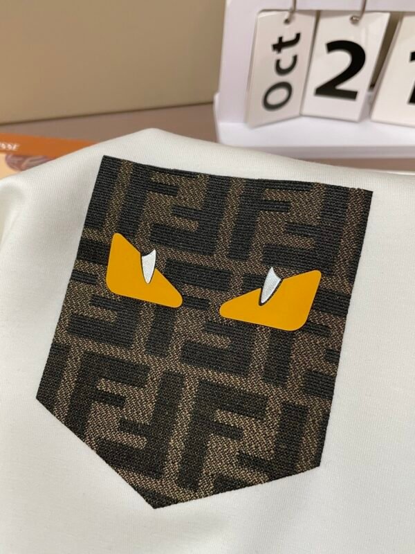 350661a3 FND Crew Neck Jumper with Graphic Eye Motif - White