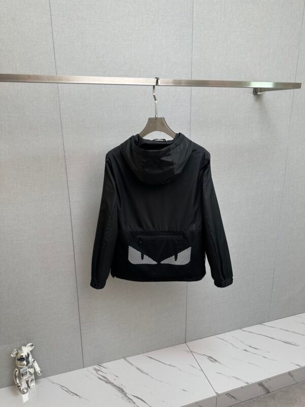 FND Hooded Zip-Up Jacket with Mesh Pocket Detail - Black