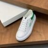 PRDA Low-Top Trainers in White with Green Heel Accents