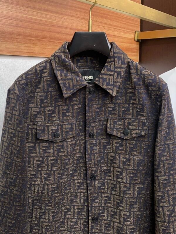 FND All-Over Pattern Button-Front Jacket - Dark Brown