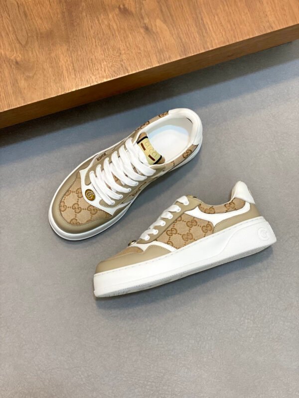 3604cde6 GCCI Low-Top Monogram Trainers with Contrast Panels - Beige