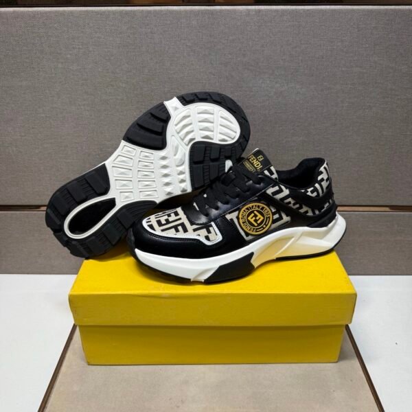 FND Low-Top Chunky Trainers with All Over Pattern - Black/Cream