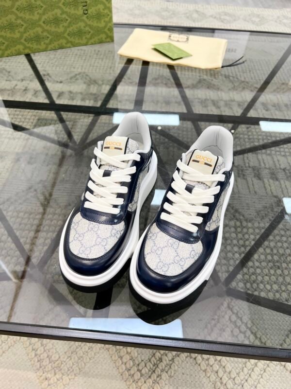 GCCI Low-Top Monogram Trainers with Contrast Panels - Black