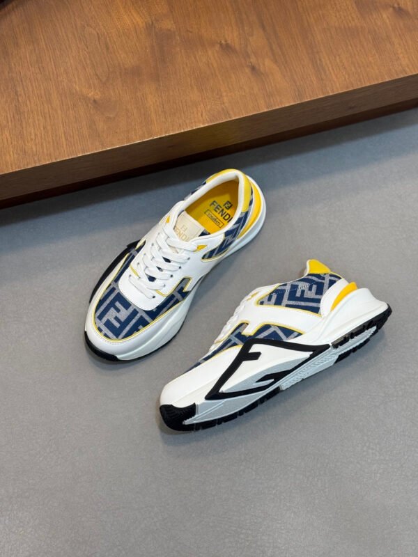 FND Chunky Trainers with Yellow Accents -  Navy/White