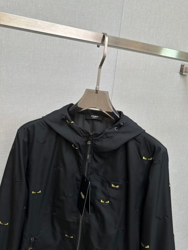 FND All-Over Eye Motif Hooded Jacket - Black