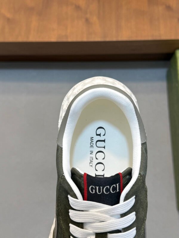 GCCI Trainers with Contrast Panels and Textured Sole - Olive Green