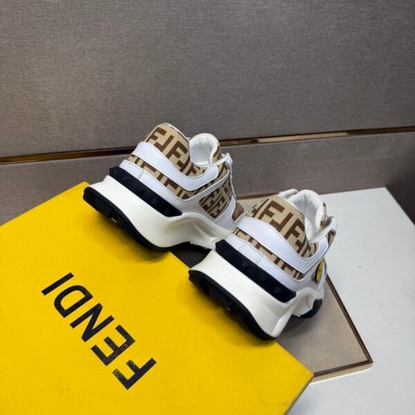 FND Low-Top Chunky Trainers with All Over Pattern - White/Brown