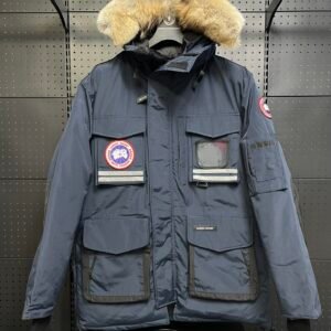 CG Utility Parka Coat with Fur-Trim Hood - Navy Blue