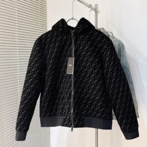 3a26216f FND All-Over Monogram Zip-Up Hoodie - Black