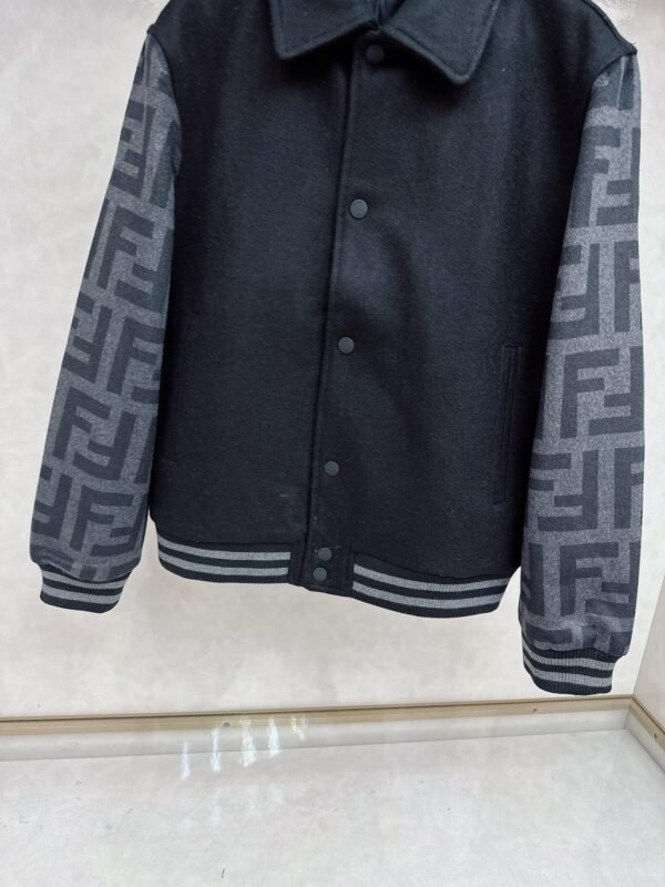 FND Contrast Sleeve Varsity Jacket - Black