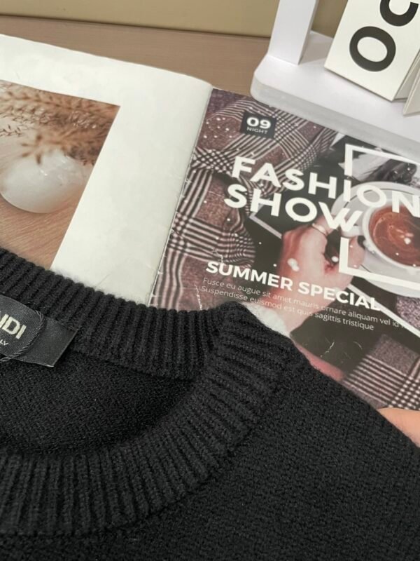 FND Crew Neck Jumper with Graphic Eye Motif - Black