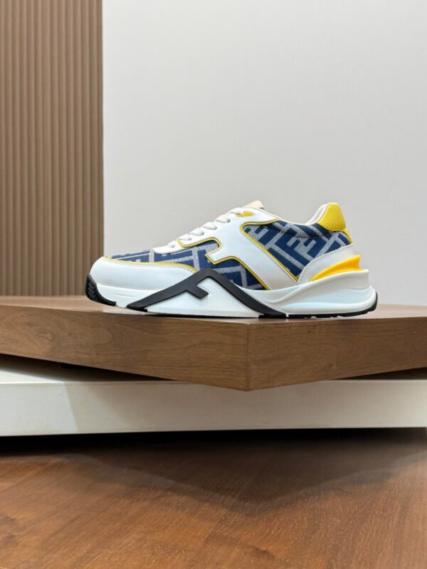 FND Chunky Trainers with Yellow Accents -  Navy/White
