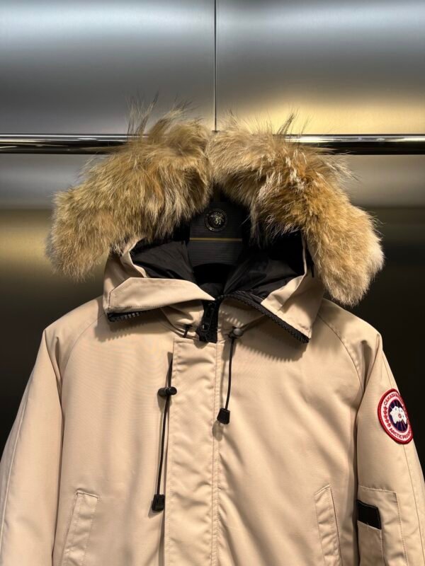 CG Fur-Trim Hooded Jacket with Utility Pockets - Light Beige