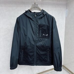 FND Hooded Zip-Up Jacket with Mesh Pocket Detail - Navy Blue