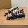 BRBY Trainers with Check Panel and Strap - Brown