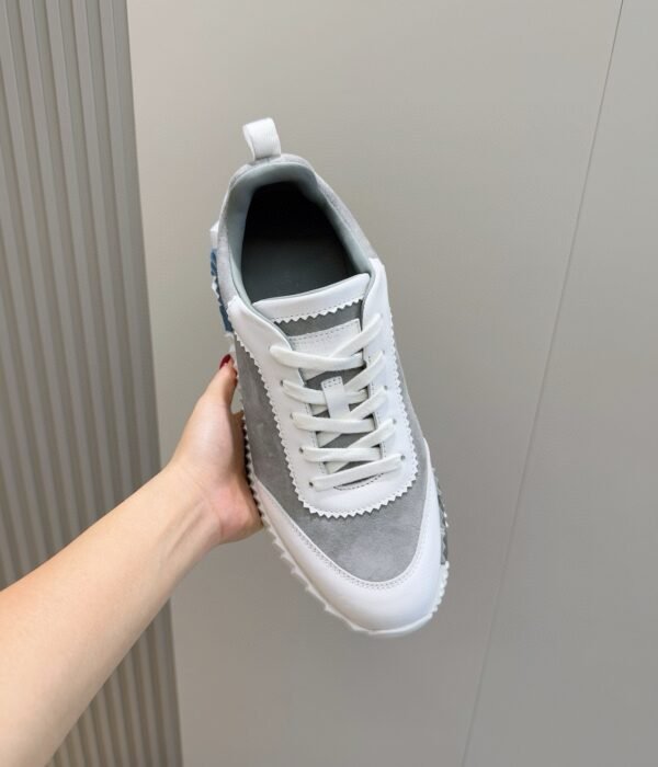 HRMS Leather & Suede Trainers – Grey with White Accents
