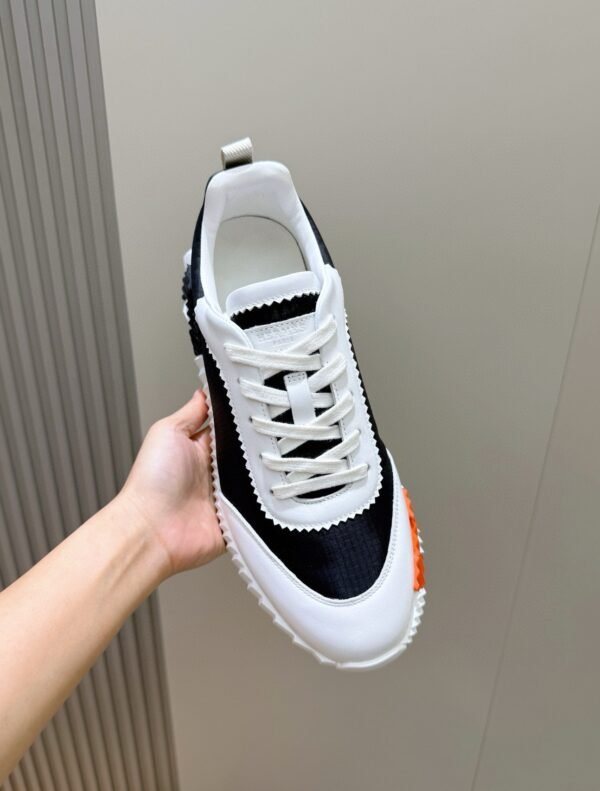 HRMS Technical Knit with Leather Accents Trainers – Black & White