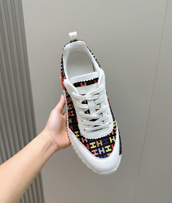 HRMS Multicolor Monogram Canvas & White Leather Overlays Low-Top Trainers