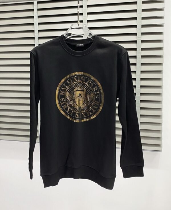 BLMN Paris Gold Logo-Print Long-Sleeve Tee Jumper