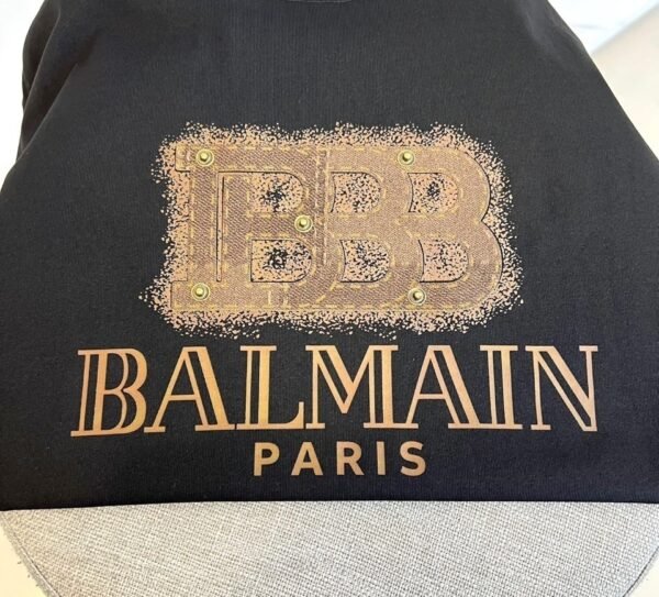 4 BLMN Paris Gold Logo Embossed Cotton T-Shirt – Black