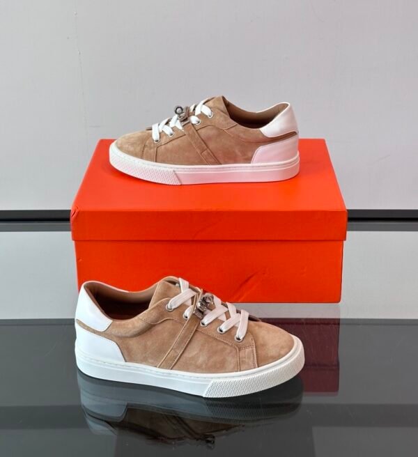 4 HRMS Day Suede Trainers with Functional Kelly Buckle - Beige