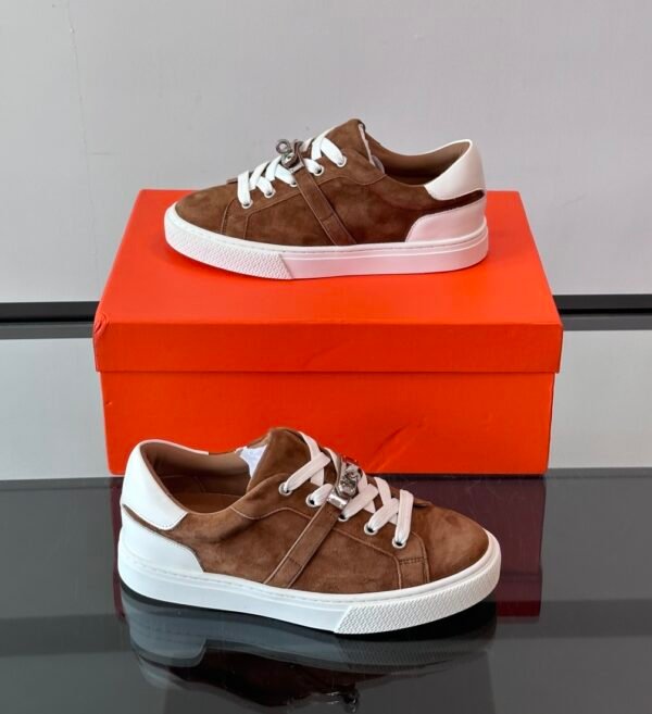 HRMS Day Suede Trainers with Functional Kelly Buckle – Brown
