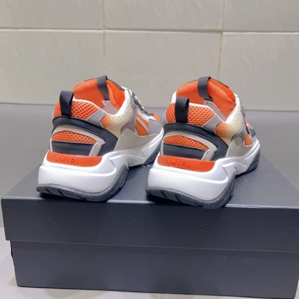 AMR Mesh & Suede Bone Runner Trainers – Grey Black & Orange