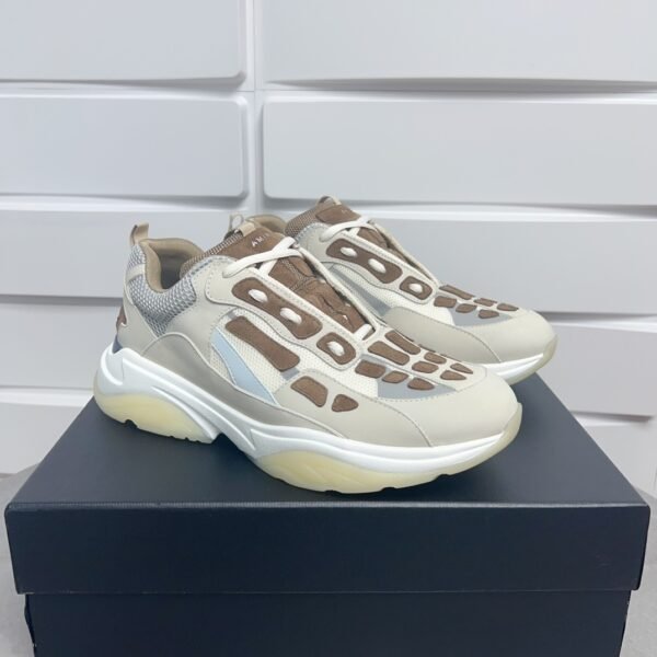 AMR Mesh & Suede Bone Runner Trainers – Brown & Beige