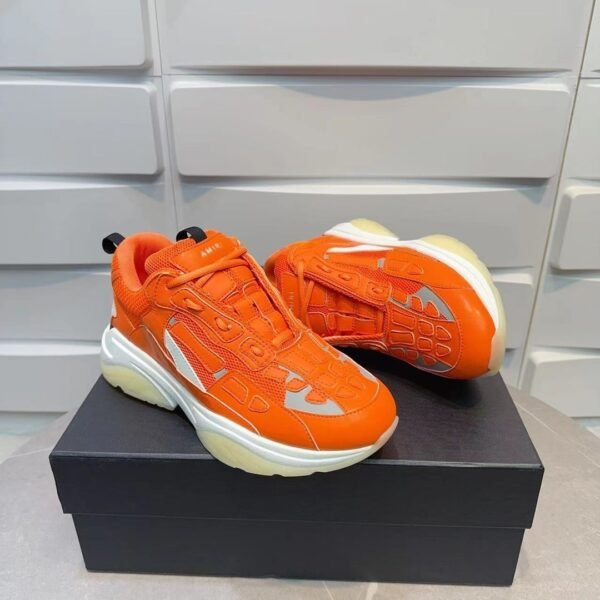 AMR Mesh & Leather Bone Runner Trainers – Orange