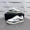 AMR Low-Top Leather Skel Trainers – White & Black Accents