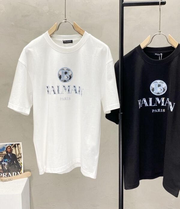 BLMN Paris Rhinestone Details Logo-Print T-Shirt