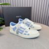 AMR Skel Leather Trainers – White with Baby Blue Accents