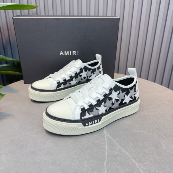 AMR Stars Court Low Mesh & Leather Trainers - Black & White