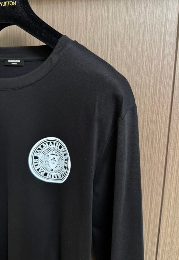 BLMN Paris Logo Patch Crewneck Long-Sleeve Jumper - Black