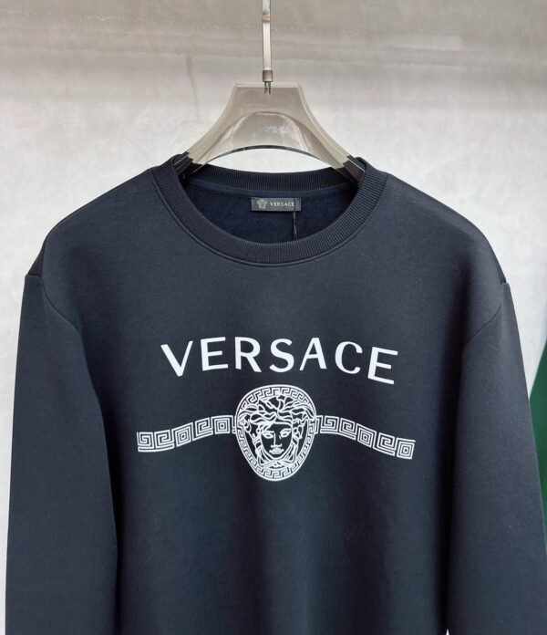 4 VRSC White Medusa Print Greek Key Pattern Crewneck Jumper – Black