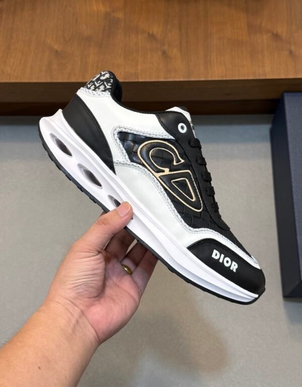 DXR CD Leather Trainers – Black & White