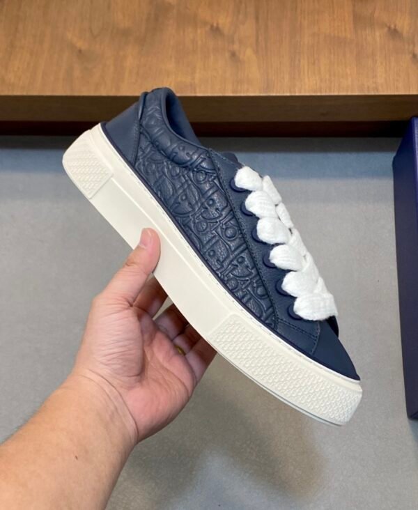 DXR CD Low-Top Oblique Leather Trainers – Navy Blue