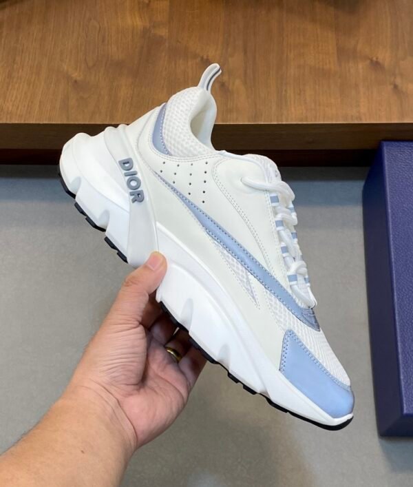 DXR Technical Mesh & Leather Trainers – White & Grey