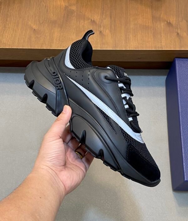 4 DXR Technical Mesh & Leather Trainers – Black Reflective