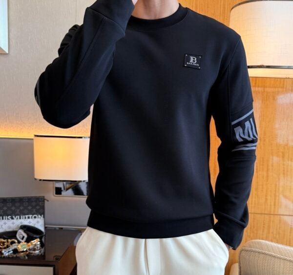 4 BLMN Logo-Print Long-Sleeve Tee Jumper - Black