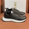 DXR CD Grey & Black Oblique Jacquard Leather Accents Runner Trainers