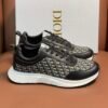 DXR CD Beige & Black Oblique Jacquard Leather Accents Runner Trainers