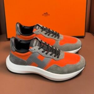 HRMS Suede Low-Top Trainers – Orange & Grey