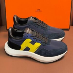 HRMS Suede Low-Top Trainers – Blue & Yellow