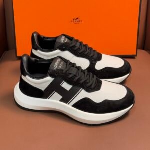 HRMS Suede Low-Top Trainers – White & Black