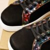 422a4dab CLB Trainers with Multicolour Patterned Side Trim - Black