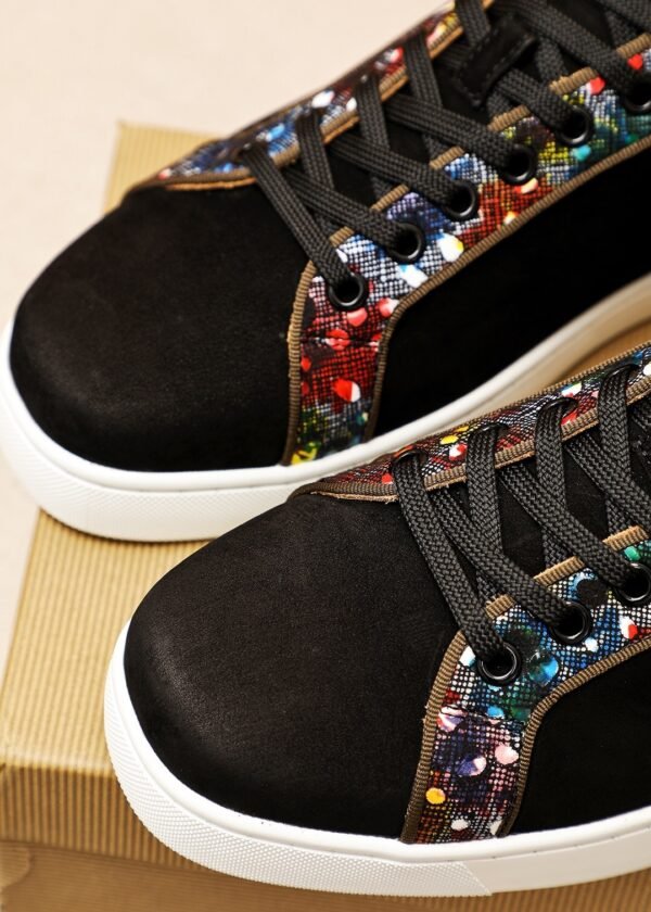 422a4dab CLB Trainers with Multicolour Patterned Side Trim - Black